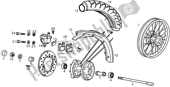 All parts for the Front Wheel of the Gilera SMT 50 1998