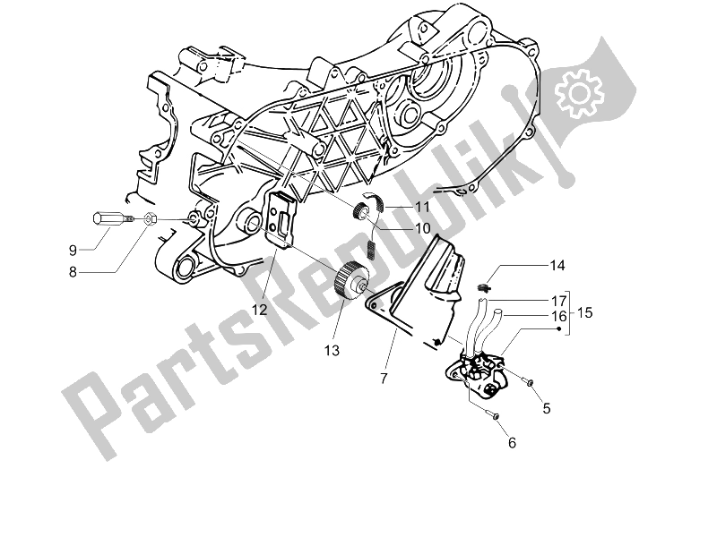 All parts for the Oil Pump of the Gilera Runner 50 Pure JET Race 2005