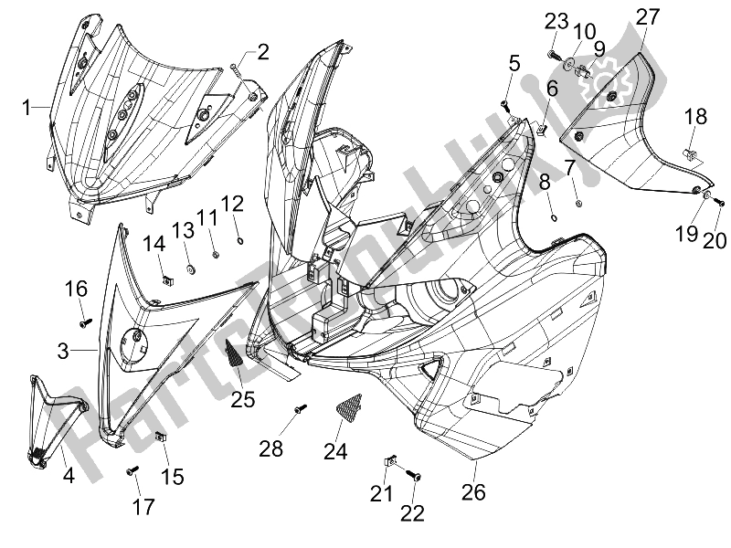 Toutes les pièces pour le Bouclier Avant du Gilera Nexus 250 SP E3 UK 2006