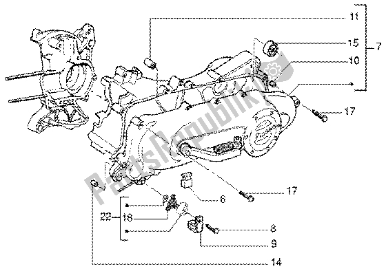 All parts for the Transmission Cover of the Gilera DNA GP Experience 50 1998