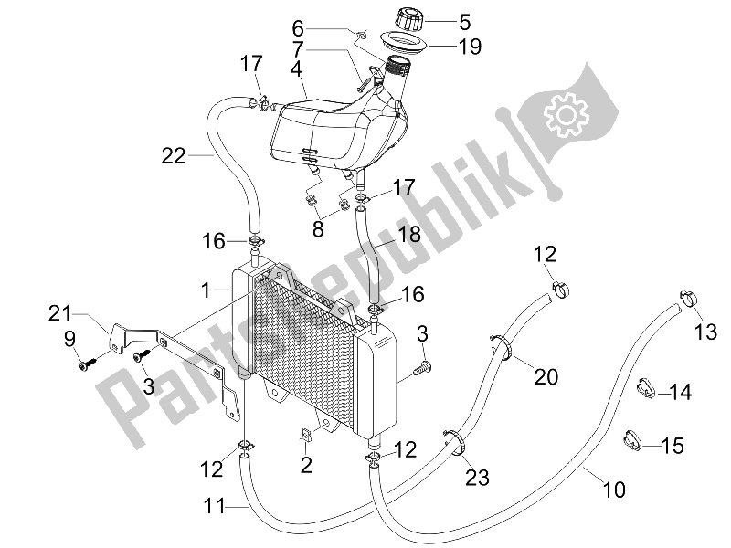 All parts for the Cooling System of the Gilera Runner 50 SP 2007