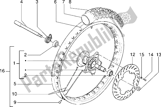 Tutte le parti per il Ruota Anteriore del Gilera Eaglet 50 1998