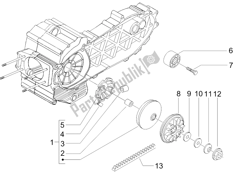 Toutes les pièces pour le Poulie Motrice du Gilera Nexus 500 E3 2009