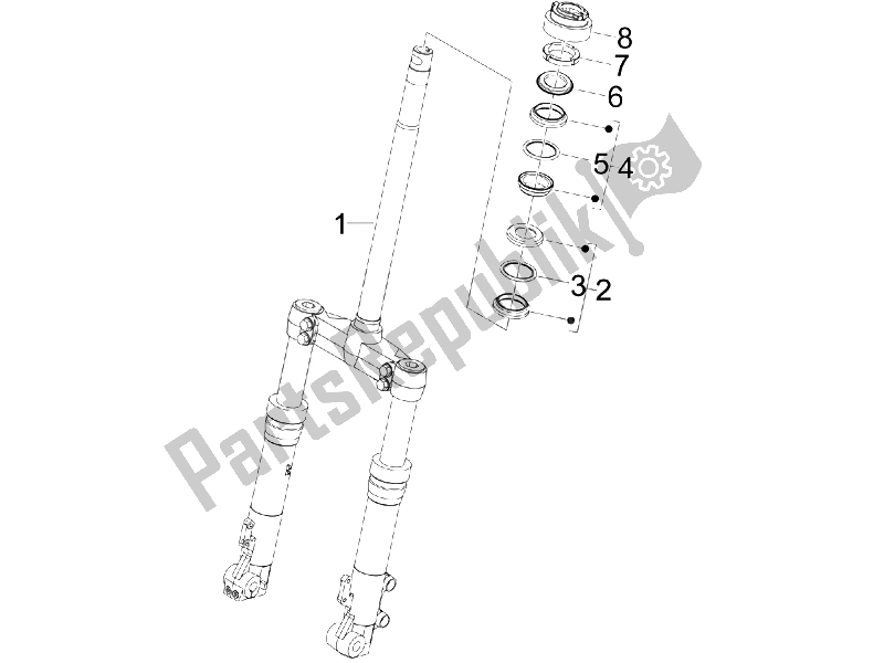 Todas las partes para Horquilla / Tubo De Dirección - Unidad De Rodamiento De Dirección de Gilera Runner 125 VX 4T E3 2007