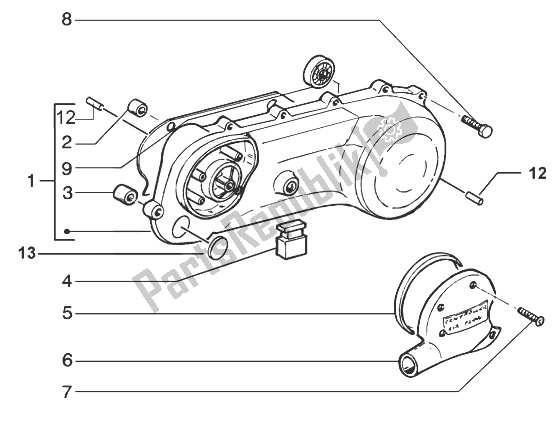 All parts for the Transmission Cover of the Gilera Runner 50 Pure JET 1998