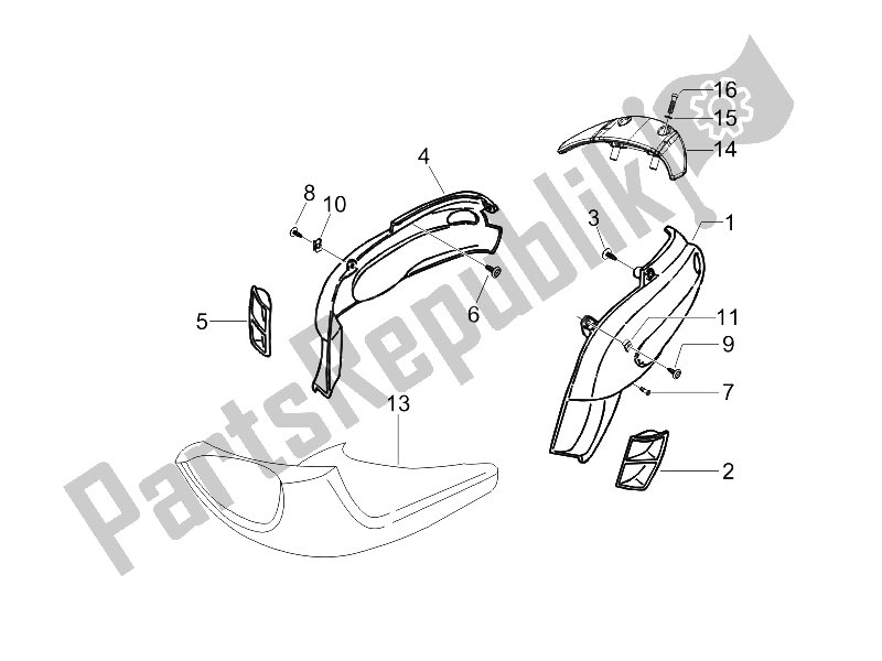 Toutes les pièces pour le Couvercle Latéral - Spoiler du Gilera Storm 50 2007