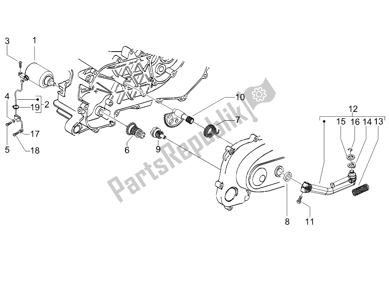 Toutes les pièces pour le Stater - Démarreur électrique du Gilera Runner 50 SP 2010