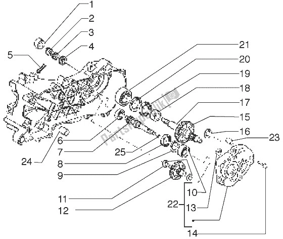 Alle onderdelen voor de Achterwielas van de Gilera Stalker 50 1998