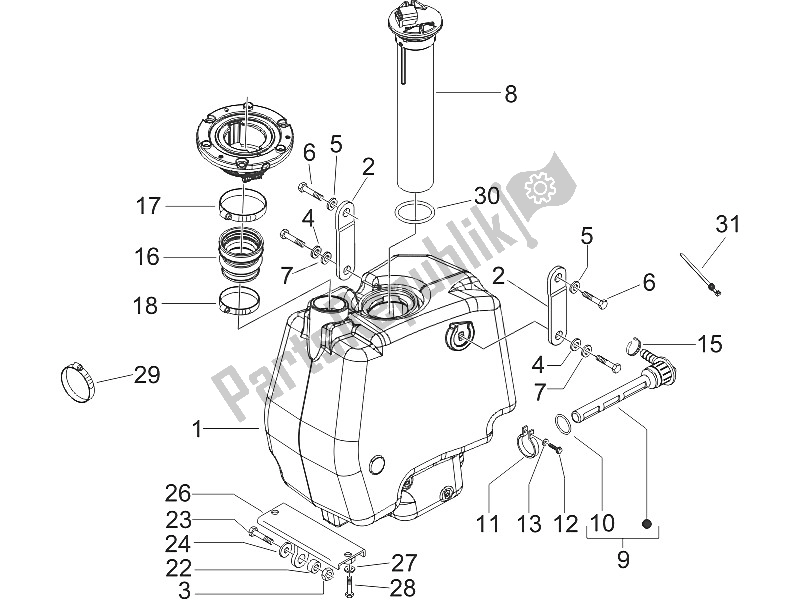 Toutes les pièces pour le Réservoir D'essence du Gilera Runner 200 VXR 4T 2005