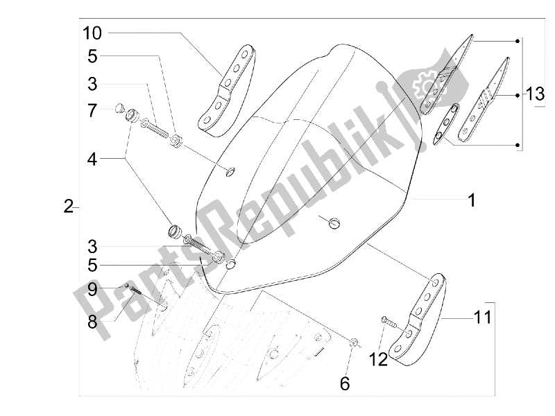 Toutes les pièces pour le Pare-brise - Verre du Gilera Nexus 125 IE E3 2009