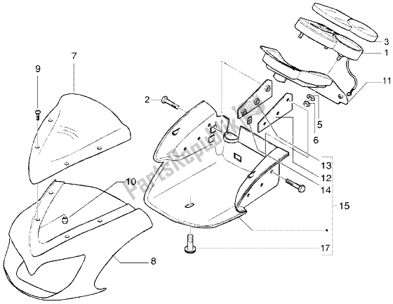 All parts for the Fairings-meter Combination of the Gilera DNA M Y 50 1998