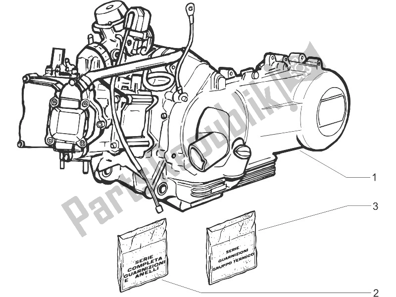 All parts for the Engine, Assembly of the Gilera Runner 125 VX 4T 2005