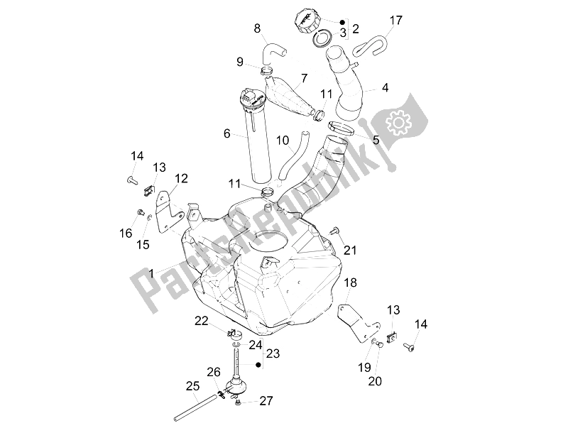 All parts for the Fuel Tank of the Gilera DNA 50 2006