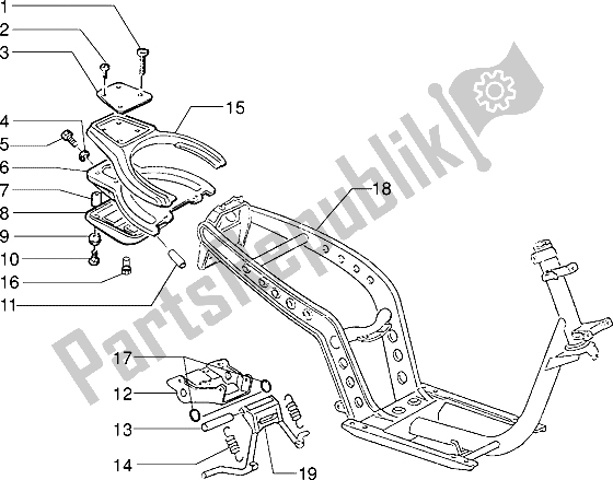 All parts for the Chassis-central Stand of the Gilera Easy Moving 50 1998