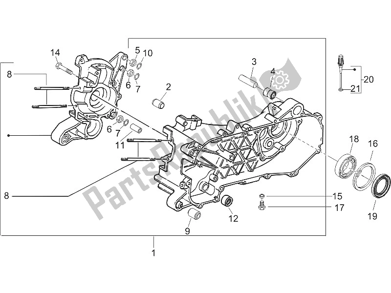 All parts for the Crankcase of the Gilera Runner 50 SP 2005