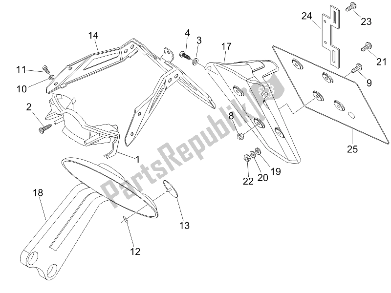 Toutes les pièces pour le Capot Arrière - Protection Contre Les éclaboussures du Gilera Nexus 500 E3 UK 2006