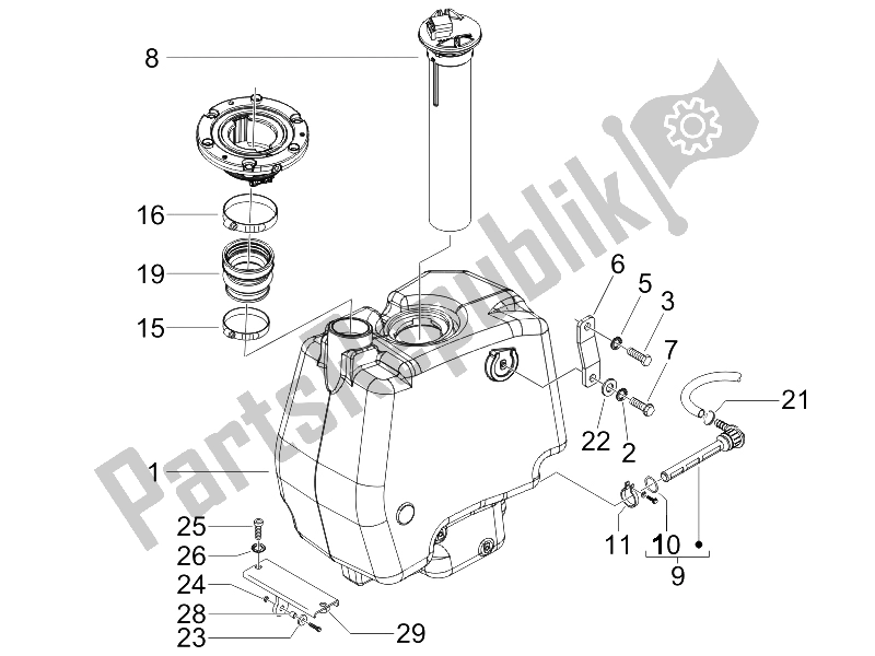 Toutes les pièces pour le Réservoir D'essence du Gilera Runner 125 VX 4T Race 2005