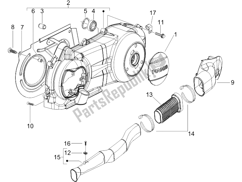 Todas las partes para Tapa Del Cárter - Enfriamiento Del Cárter de Gilera Runner 125 VX 4T E3 UK 2006