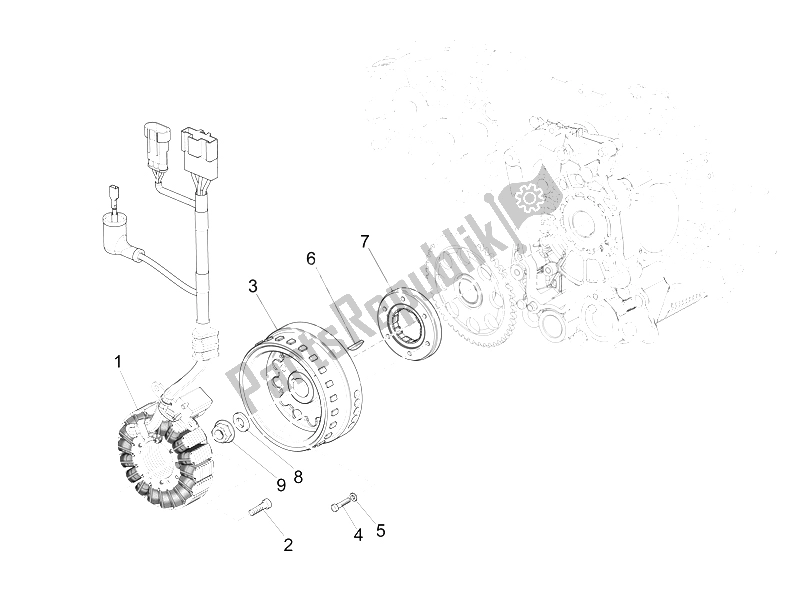 Todas las partes para Volante Magneto de Gilera Fuoco 500 4T 4V IE E3 LT 2013