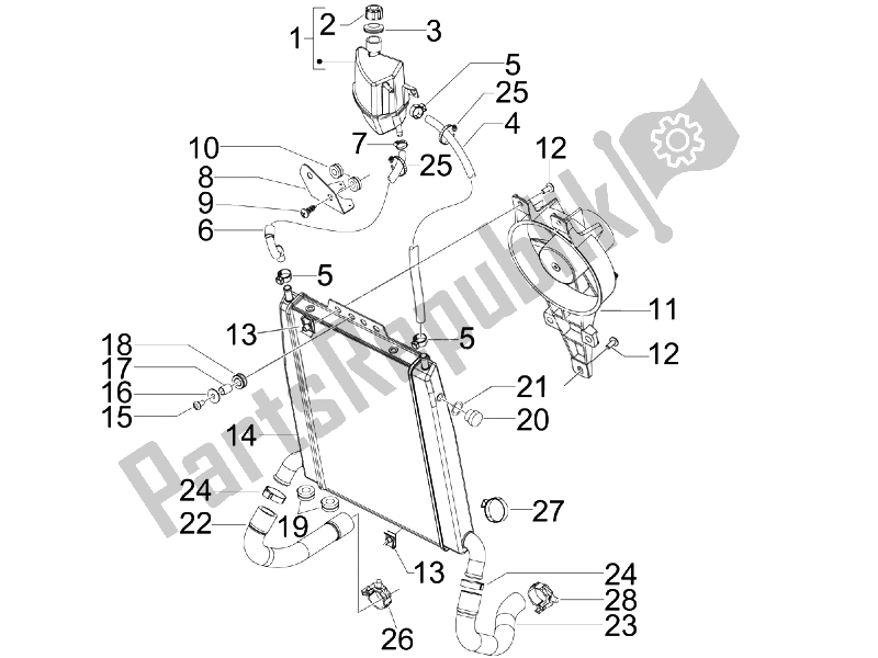 All parts for the Cooling System of the Gilera Nexus 300 IE E3 2008