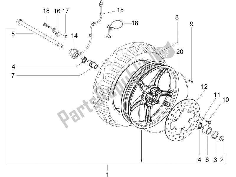 Wszystkie części do Przednie Ko? O Gilera Runner 125 VX 4T SC E3 UK 2006