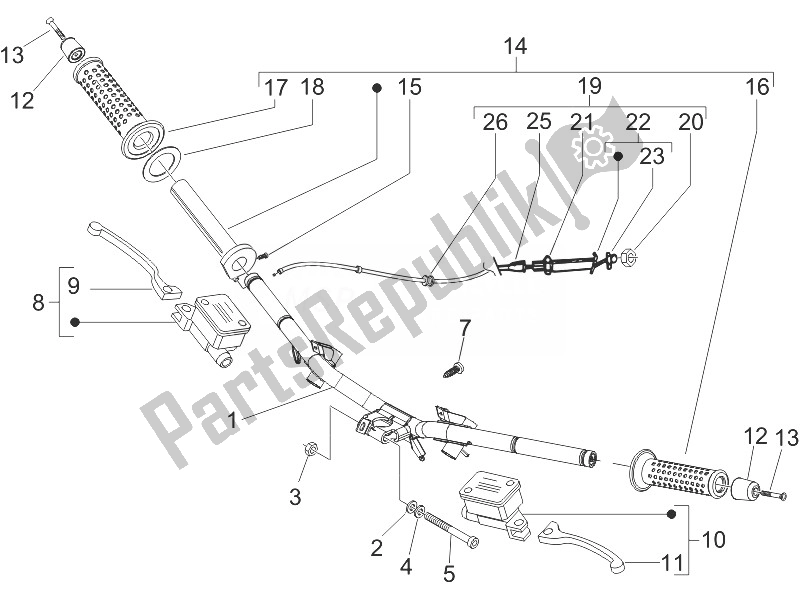 Toutes les pièces pour le Guidon - Master Cil. Du Gilera Runner 125 VX 4T 2005