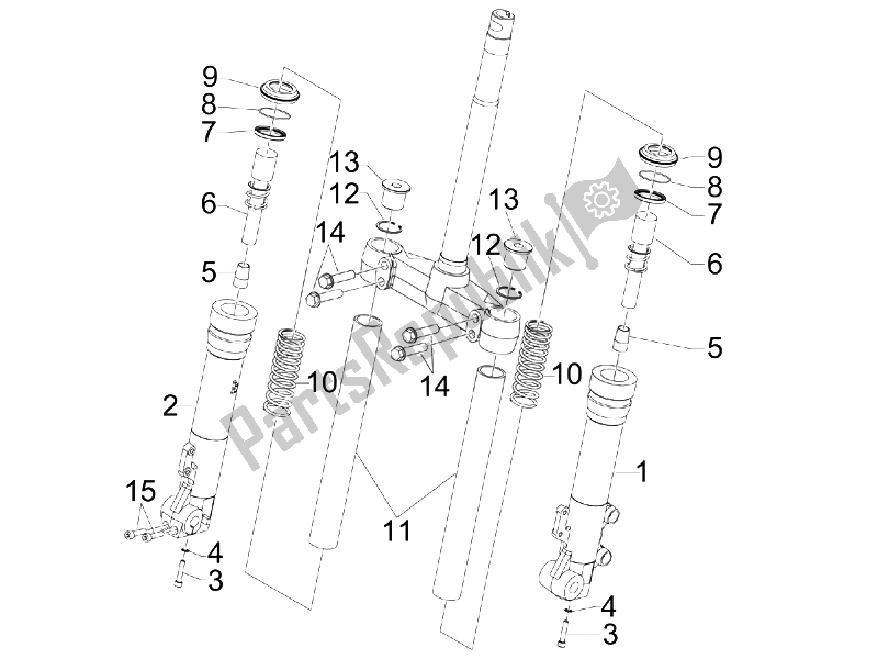 All parts for the Fork's Components (kayaba) of the Gilera Runner 200 VXR 4T Race E3 UK 2006