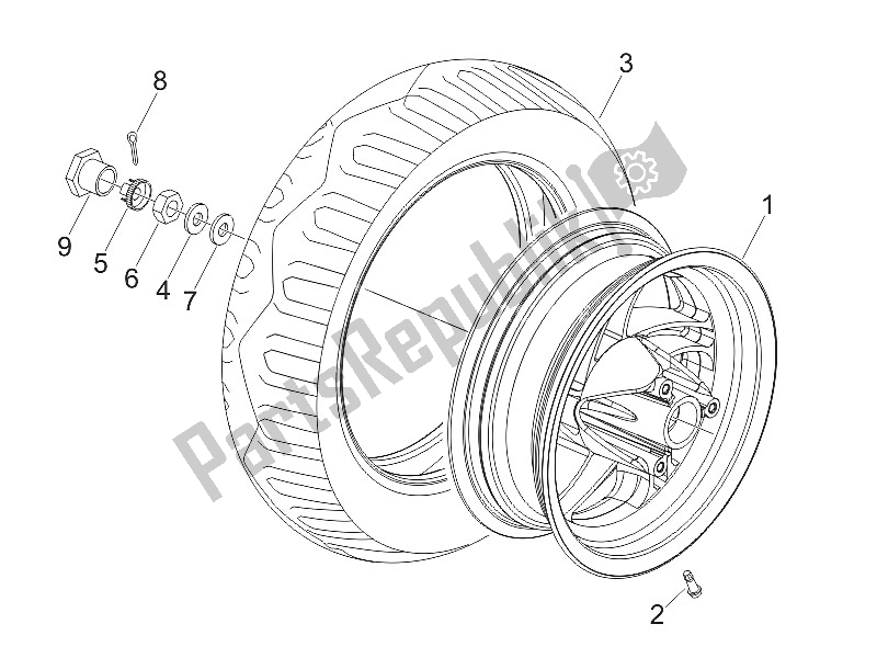 All parts for the Rear Wheel of the Gilera Stalker 50 2005