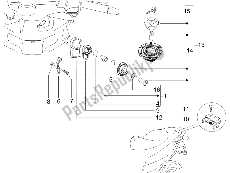 All parts for the Locks of the Gilera Runner 50 SP SC 2006