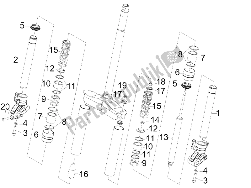 All parts for the Fork's Components (mvp) of the Gilera Runner 50 SP 2007
