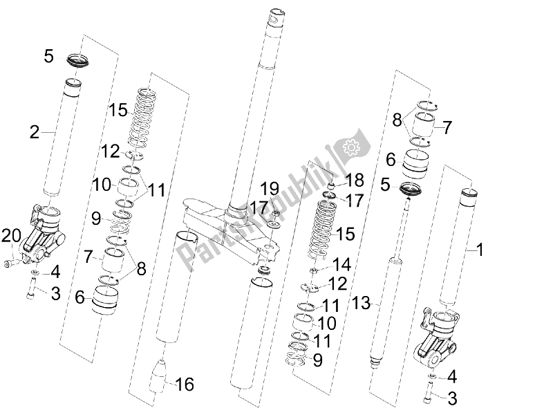 All parts for the Fork's Components (mvp) of the Gilera Runner 50 SP 2007