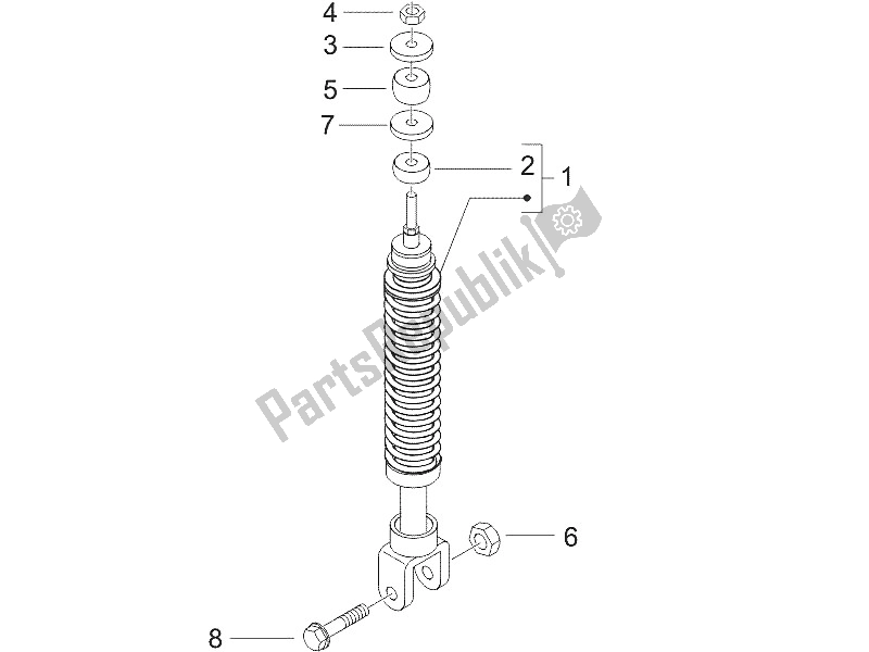 All parts for the Rear Suspension - Shock Absorber/s of the Gilera Runner 50 Pure JET 2005