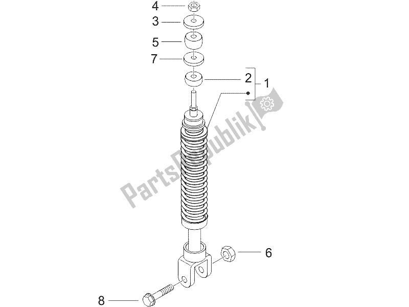 All parts for the Rear Suspension - Shock Absorber/s of the Gilera Runner 50 SP 2005
