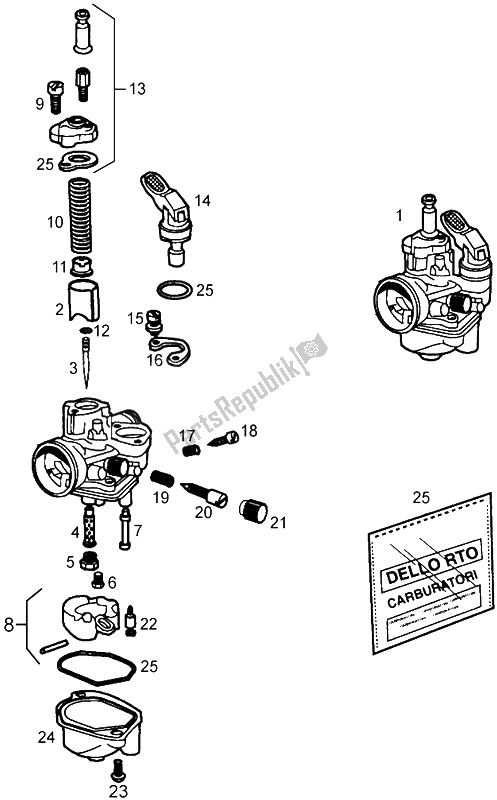 Todas las partes para Carburador de Gilera RCR 50 1998