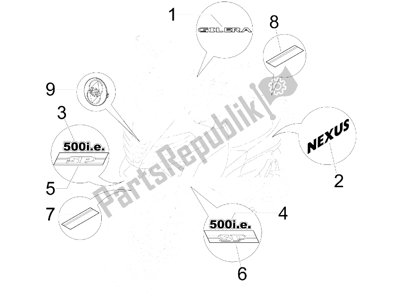 Todas las partes para Placas - Emblemas de Gilera Nexus 500 SP E3 2006