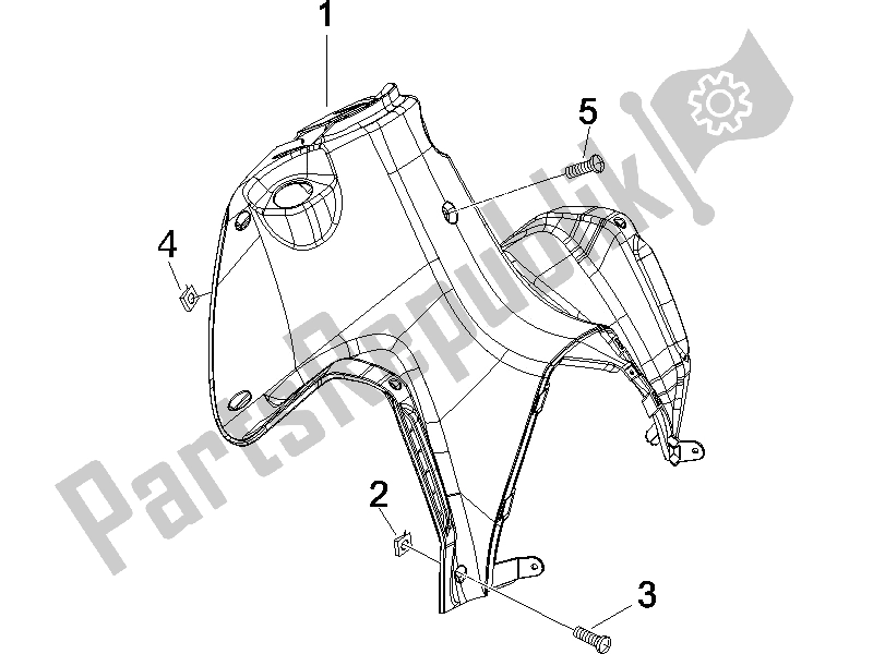 All parts for the Front Glove-box - Knee-guard Panel of the Gilera Runner 125 VX 4T SC E3 2006
