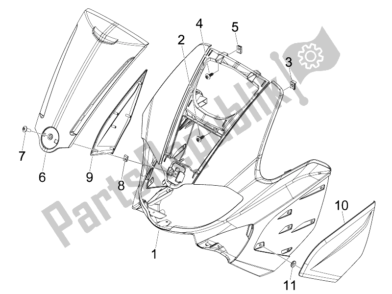 Toutes les pièces pour le Bouclier Avant du Gilera Runner 50 SP 2008