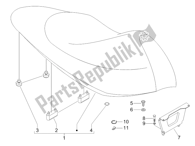 Tutte le parti per il Sella / Sedi - Rullo Degli Attrezzi del Gilera Runner 125 VX 4T Race E3 2006