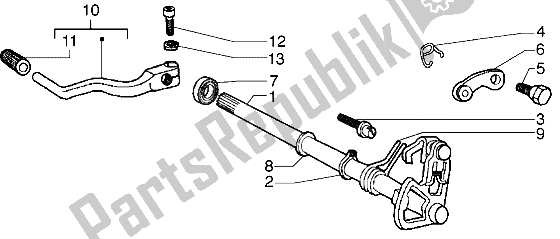 All parts for the Gear Selector of the Gilera GSM M Y 50 1998