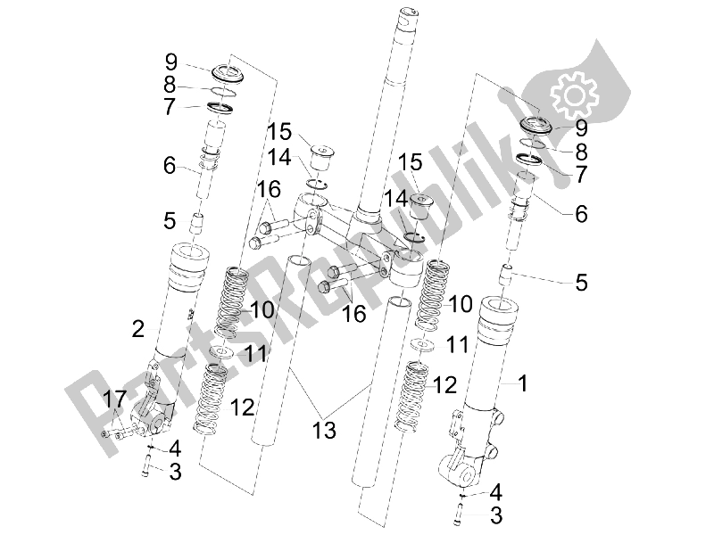 All parts for the Fork's Components (kayaba) of the Gilera Runner 125 VX 4T Race 2005