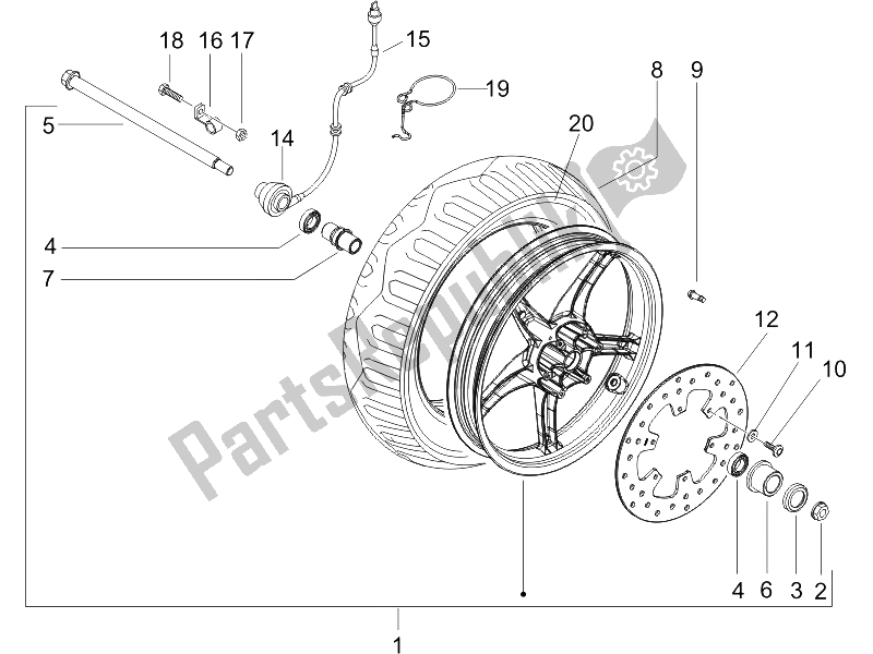 Toutes les pièces pour le Roue Avant du Gilera Runner 125 VX 4T SC E3 2006