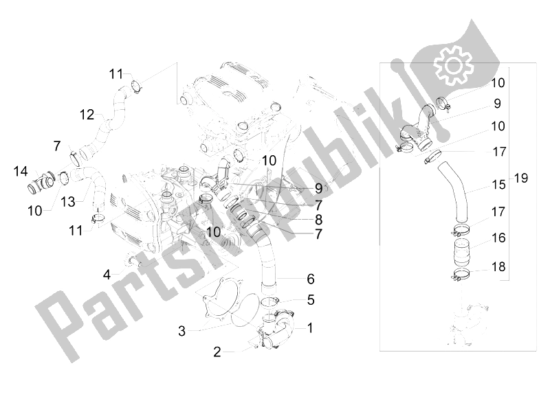 Todas las partes para Bomba De Enfriamiento de Gilera GP 800 2009