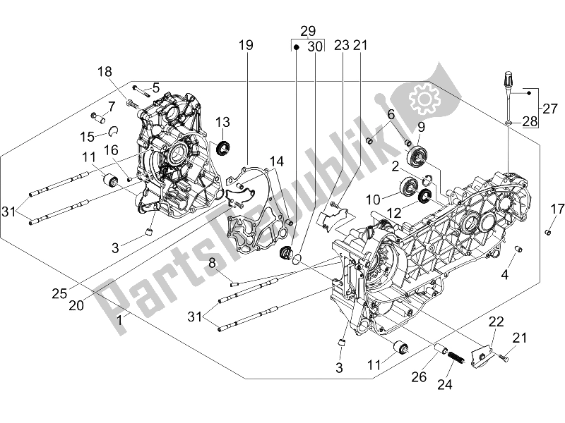All parts for the Crankcase of the Gilera Runner 200 VXR 4T E3 UK 2006