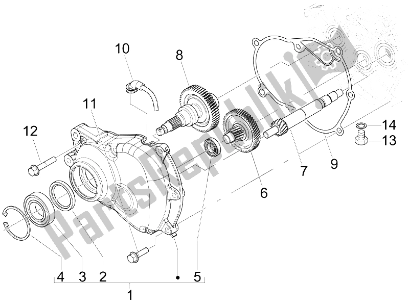 All parts for the Reduction Unit of the Gilera Runner 125 VX 4T E3 Serie Speciale 2007