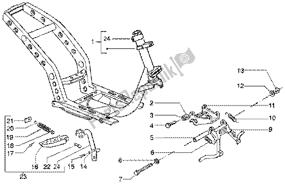 Toutes les pièces pour le Pied Central Chasis du Gilera Runner 50 Poggiali 1998