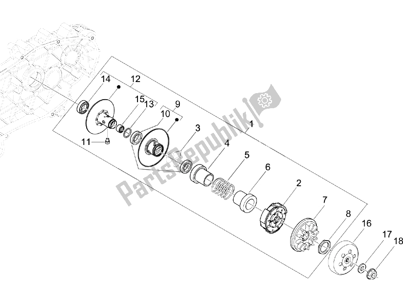 Toutes les pièces pour le Poulie Menée du Gilera Nexus 125 IE E3 2008