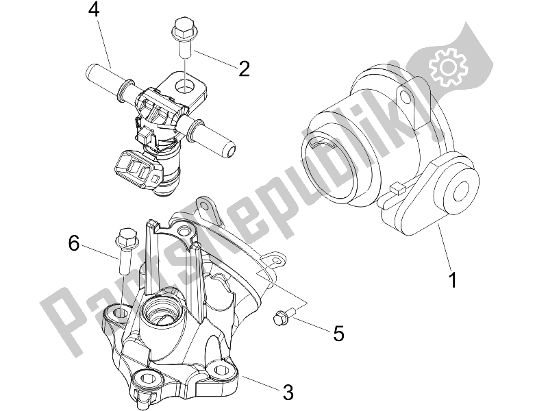 Alle onderdelen voor de Gasklephuis - Injector - Verbindingspijp van de Gilera Nexus 250 SP E3 UK 2006