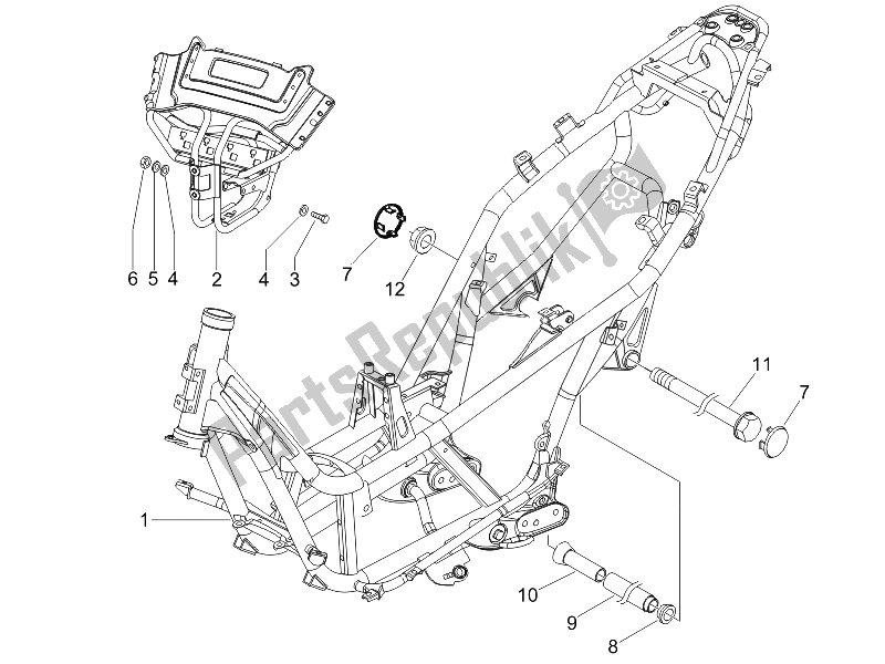 All parts for the Frame/bodywork of the Gilera Nexus 500 E3 2006