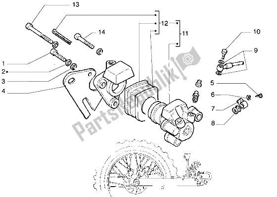 All parts for the Rear Brake Caliper of the Gilera GSM M Y 50 1998