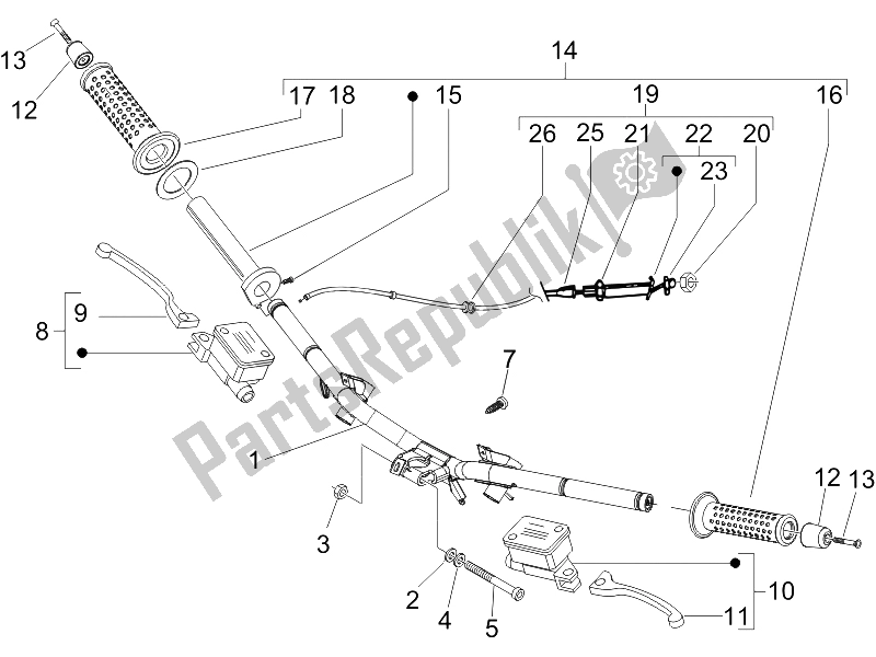 Toutes les pièces pour le Guidon - Master Cil. Du Gilera Runner 125 VX 4T Race E3 2006